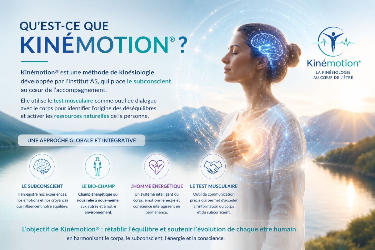 Qu'est-ce que Kinémotion® ? Qu'est-ce que Kinémotion® ? Méthode de kinésiologie centrée sur le subconscient, le bio-champ et l'Homme Énergétique
